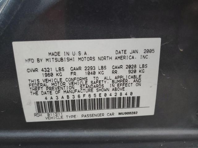 4A3AB36F65E042840 - 2005 MITSUBISHI GALANT ES MEDIUM GRAY photo 12