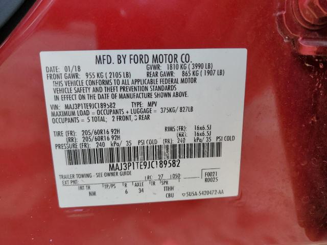 MAJ3P1TE9JC189582 - 2018 FORD ECOSPORT SE RED photo 13