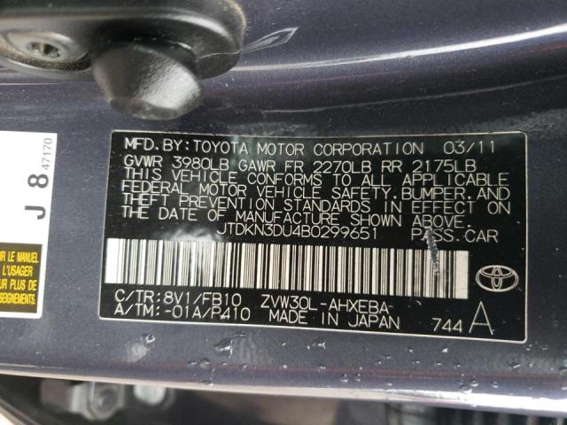 JTDKN3DU4B0299651 - 2011 TOYOTA PRIUS GRAY photo 12