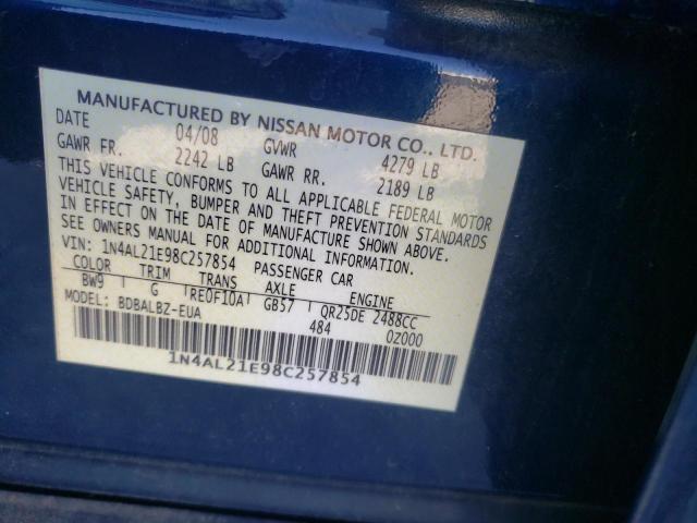 1N4AL21E98C257854 - 2008 NISSAN ALTIMA 2.5 BLUE photo 12