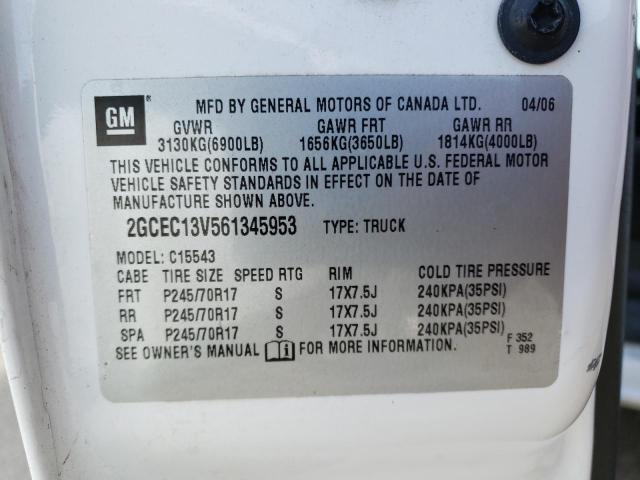 2GCEC13V561345953 - 2006 CHEVROLET SILVERADO C1500 WHITE photo 12