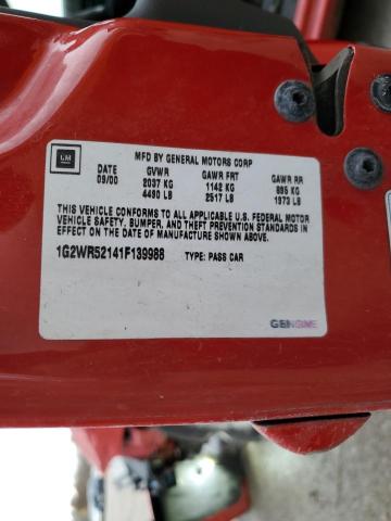 1G2WR52141F139988 - 2001 PONTIAC GRAND PRIX GTP RED photo 12