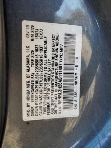 5FNRL3H26AB111807 - 2010 HONDA ODYSSEY LX GRAY photo 13