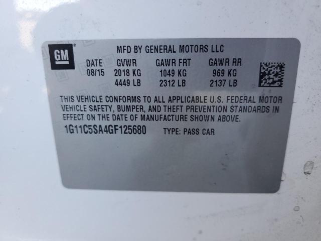 1G11C5SA4GF125680 - 2016 CHEVROLET MALIBU LIM LT 白色 照片 13