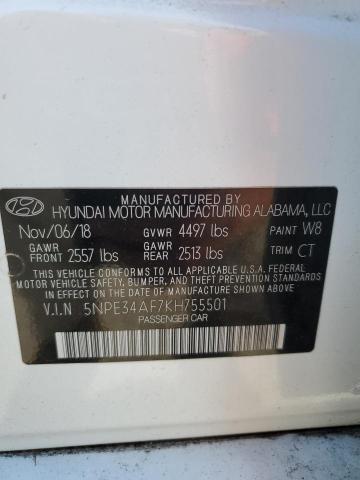 5NPE34AF7KH755501 - 2019 HYUNDAI SONATA LIMITED WHITE photo 12