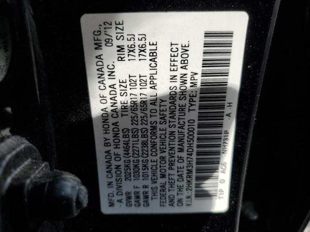 2HKRM3H74DH500010 - 2013 HONDA CR-V EXL BLACK photo 13