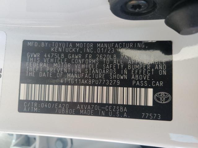 4T1G11AK8PU773279 - 2023 TOYOTA CAMRY SE NIGHT SHADE WHITE photo 12