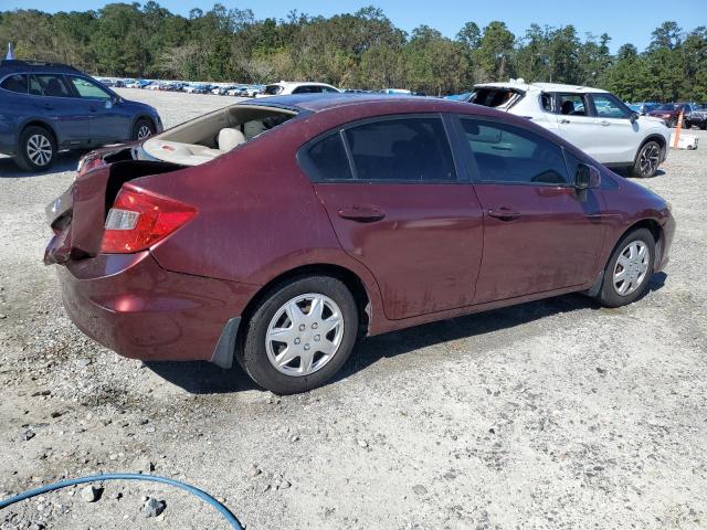 2HGFB2F51CH575163 - 2012 HONDA CIVIC LX BURGUNDY photo 3