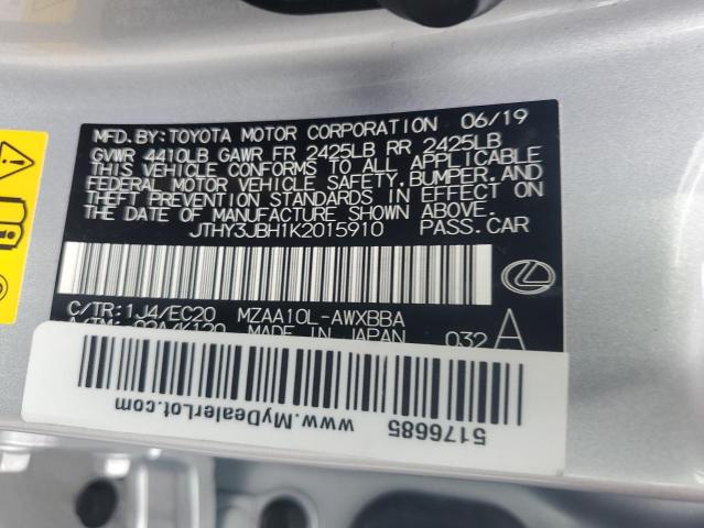 JTHY3JBH1K2015910 - 2019 LEXUS UX 200 SILVER photo 12