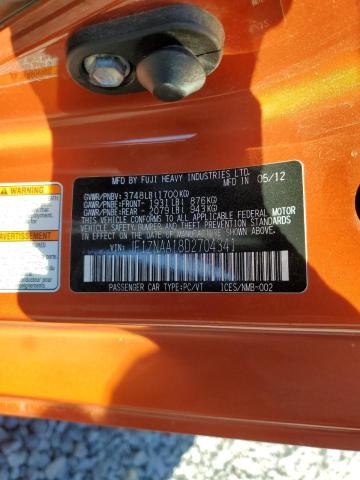 JF1ZNAA18D2704341 - 2013 TOYOTA SCION FR-S 橙色 照片 12