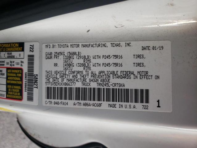 5TFSX5EN1KX066377 - 2019 TOYOTA TACOMA ACCESS CAB თეთრი ფოტო 12