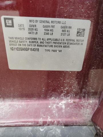 1G11C5SA6GF164318 - 2016 CHEVROLET MALIBU LIM LT 红色 照片 13