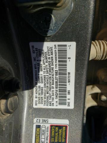 1HGFA16508L071663 - 2008 HONDA CIVIC LX GRAY photo 12