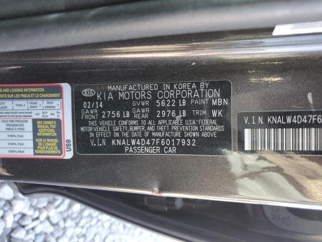 KNALW4D47F6017932 - 2015 KIA K900 BROWN photo 12