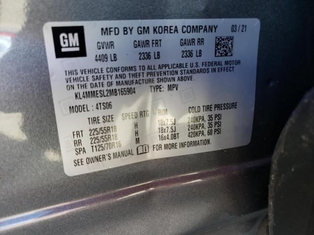 KL4MMESL2MB165904 - 2021 BUICK ENCORE GX SELECT GRAY photo 13