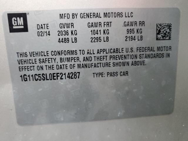 1G11C5SL0EF214287 - 2014 CHEVROLET MALIBU 1LT BEIGE photo 12