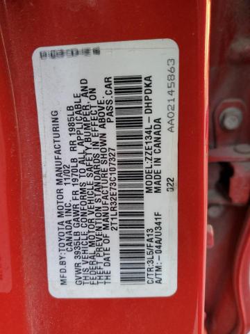 2T1LR32E73C107327 - 2003 TOYOTA COROLLA MA BASE RED photo 12