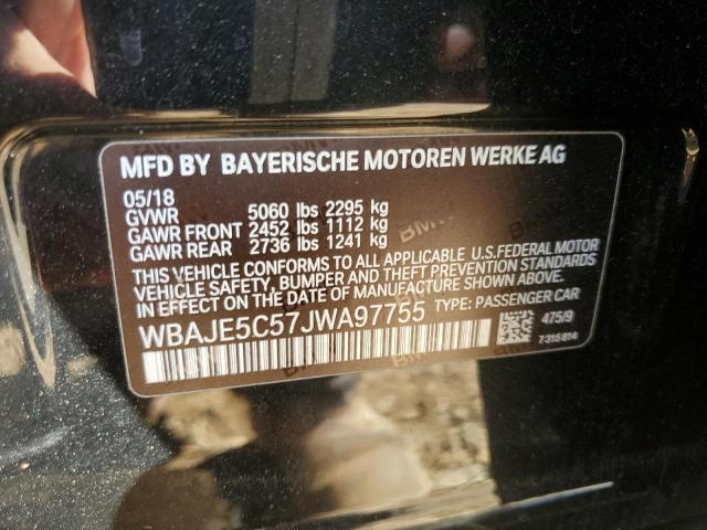 WBAJE5C57JWA97755 - 2018 BMW 540 I BLACK photo 12