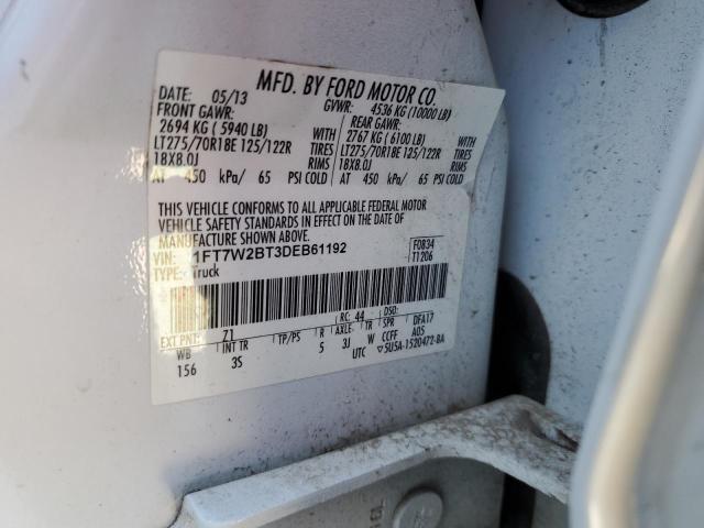 1FT7W2BT3DEB61192 - 2013 FORD F250 SUPER DUTY WHITE photo 12