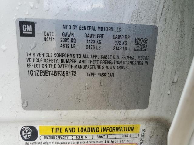 1G1ZE5E74BF398172 - 2011 CHEVROLET MALIBU LTZ თეთრი ფოტო 12