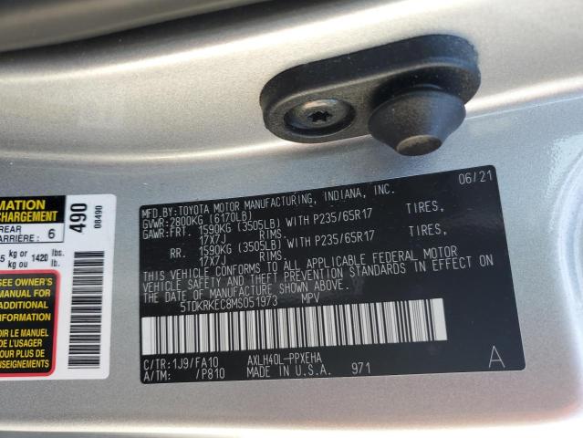 5TDKRKEC8MS051973 - 2021 TOYOTA SIENNA LE SILVER photo 14