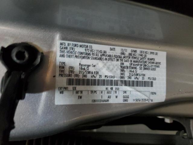 1FAHP3F28CL311595 - 2012 FORD FOCUS SE SILVER photo 12