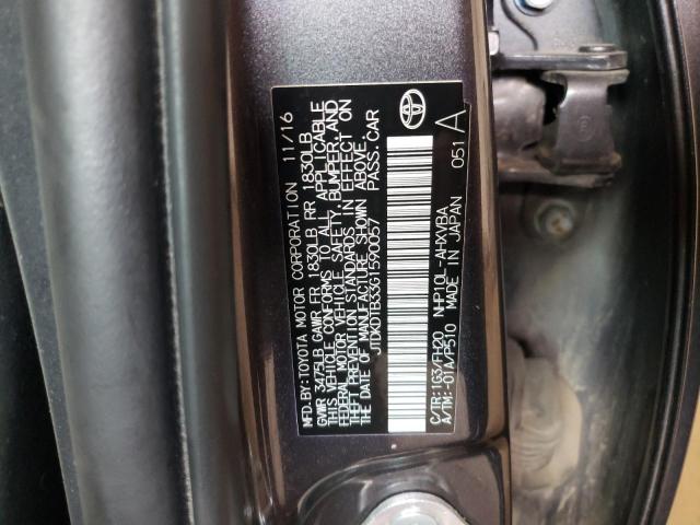 JTDKDTB33G1590057 - 2016 TOYOTA PRIUS C GRAY photo 13