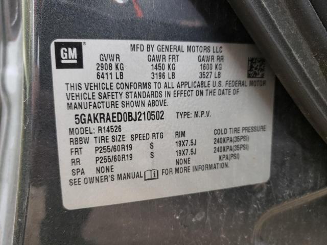 5GAKRAED0BJ210502 - 2011 BUICK ENCLAVE CX GRAY photo 13