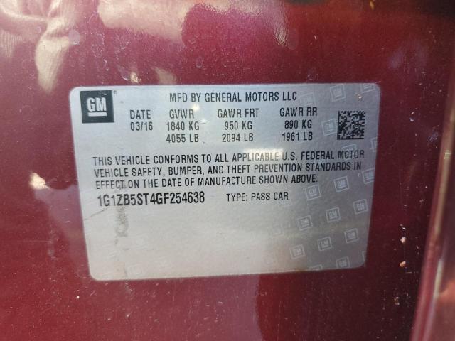 1G1ZB5ST4GF254638 - 2016 CHEVROLET MALIBU LS BURGUNDY photo 12