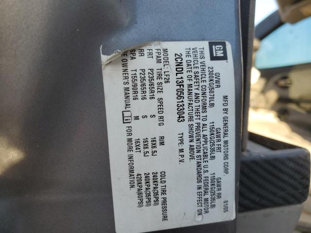 2CNDL13F056133043 - 2005 CHEVROLET EQUINOX LS SILVER photo 14