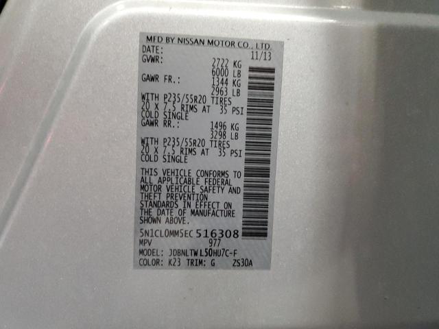 5N1CL0MM5EC516308 - 2014 INFINITI QX60 HYBRID SILVER photo 12