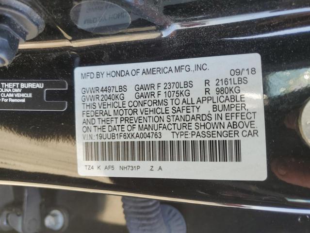 19UUB1F6XKA004763 - 2019 ACURA TLX TECHNOLOGY 黑色 照片 12