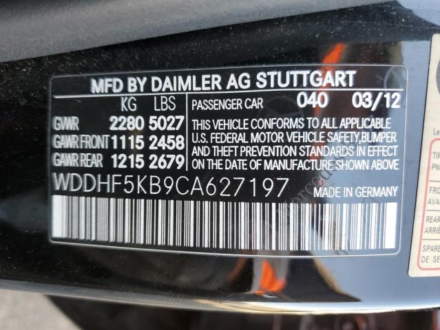 WDDHF5KB9CA627197 - 2012 MERCEDES-BENZ E 350 BLACK photo 12