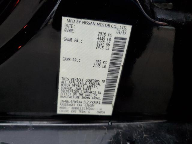 1N4BL4FW9KN327091 - 2019 NISSAN ALTIMA PLATINUM BLACK photo 12