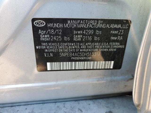 5NPEB4AC5DH513317 - 2013 HYUNDAI SONATA GLS BLUE photo 12