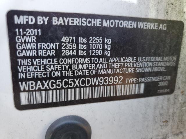 WBAXG5C5XCDW93992 - 2012 BMW 528 I WHITE photo 12