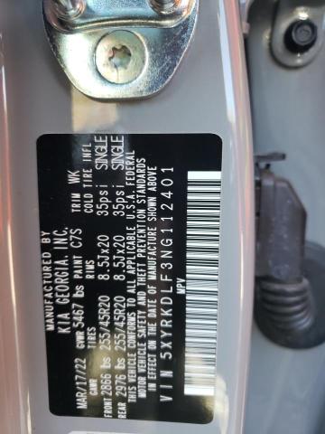 5XYRKDLF3NG112401 - 2022 KIA SORENTO SX GRAY photo 13