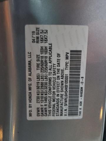 5FNRL6H54KB105551 - 2019 HONDA ODYSSEY EX SILVER photo 13