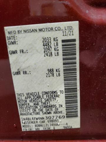 1N4BL4FW4NN307769 - 2022 NISSAN ALTIMA PLATINUM RED photo 12