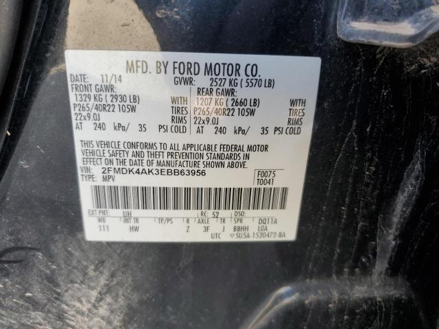 2FMDK4AK3EBB63956 - 2014 FORD EDGE SPORT BLACK photo 13