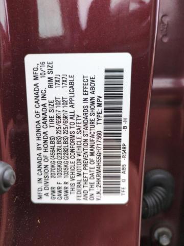 2HKRM4H55GH717560 - 2016 HONDA CR-V EX BURGUNDY photo 13