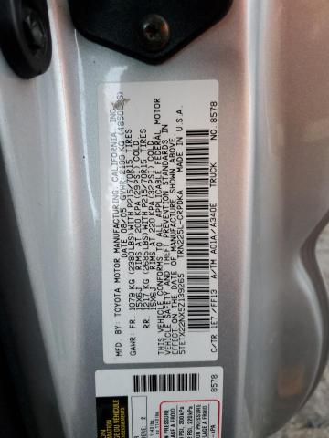 5TETX22NX5Z139265 - 2005 TOYOTA TACOMA ACCESS CAB ვერცხლისფერი ფოტო 12