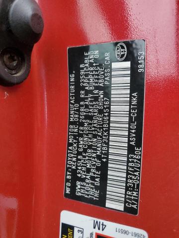 4T1BF3EK1BU645167 - 2011 TOYOTA CAMRY BASE RED photo 12