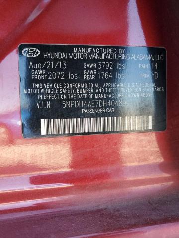 5NPDH4AE7DH404899 - 2013 HYUNDAI ELANTRA GLS RED photo 12