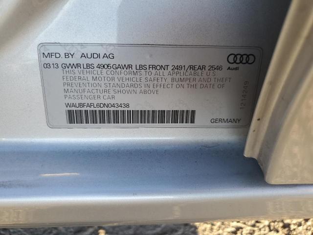 WAUBFAFL6DN043438 - 2013 AUDI A4 PREMIUM SILVER photo 13