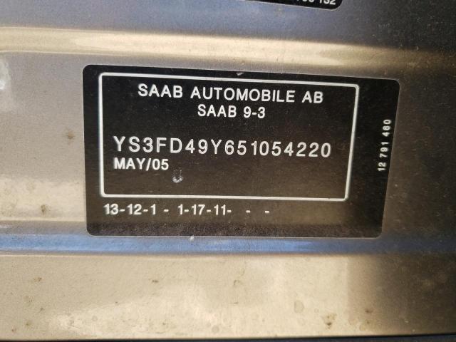 YS3FD49Y651054220 - 2005 SAAB 9-3 ARC GRAY photo 12