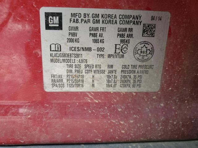 KL4CJGSB3EB732811 - 2014 BUICK ENCORE RED photo 12