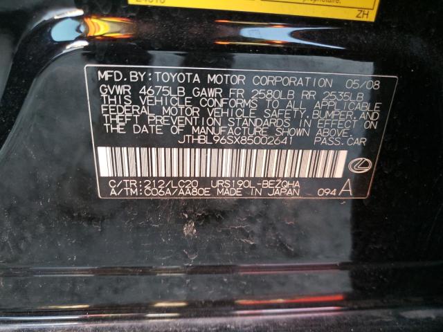 JTHBL96SX85002641 - 2008 LEXUS GS 460 BLACK photo 12