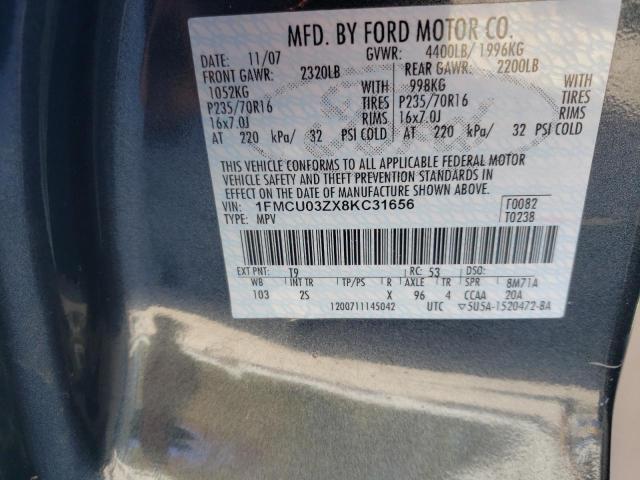 1FMCU03ZX8KC31656 - 2008 FORD ESCAPE XLT GRAY photo 13