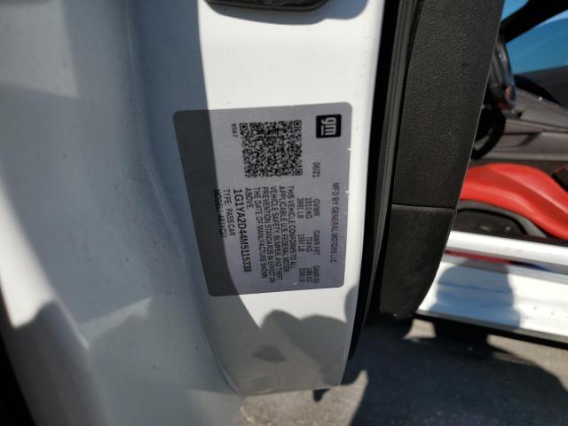 1G1YA2D44M5115338 - 2021 CHEVROLET CORVETTE STINGRAY 1LT WHITE photo 12